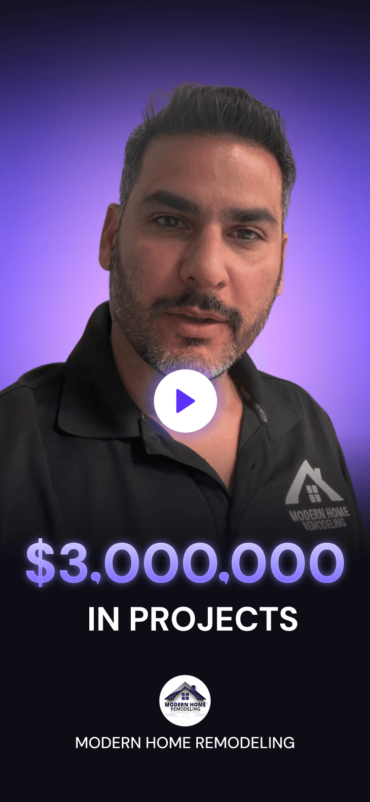 Modern Home Remodeling video proof showing three million dollars in projects