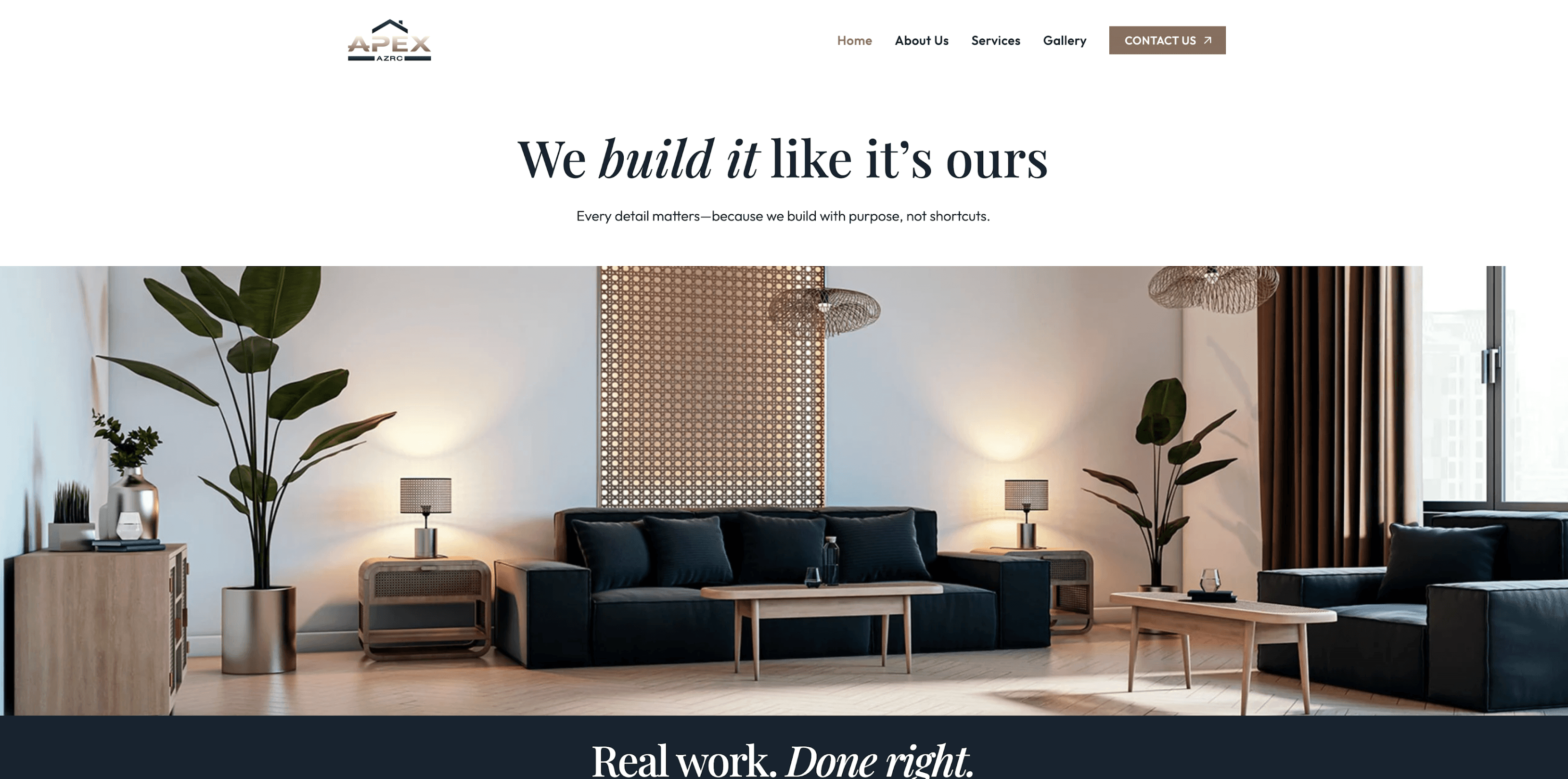 Web design preview for a remodeling website